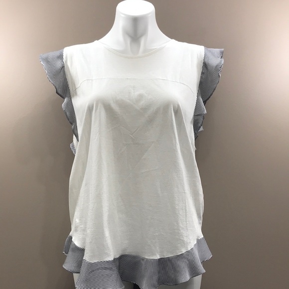 J. Crew Tops - J.CREW Top with ruffle sleeves and hem size XL